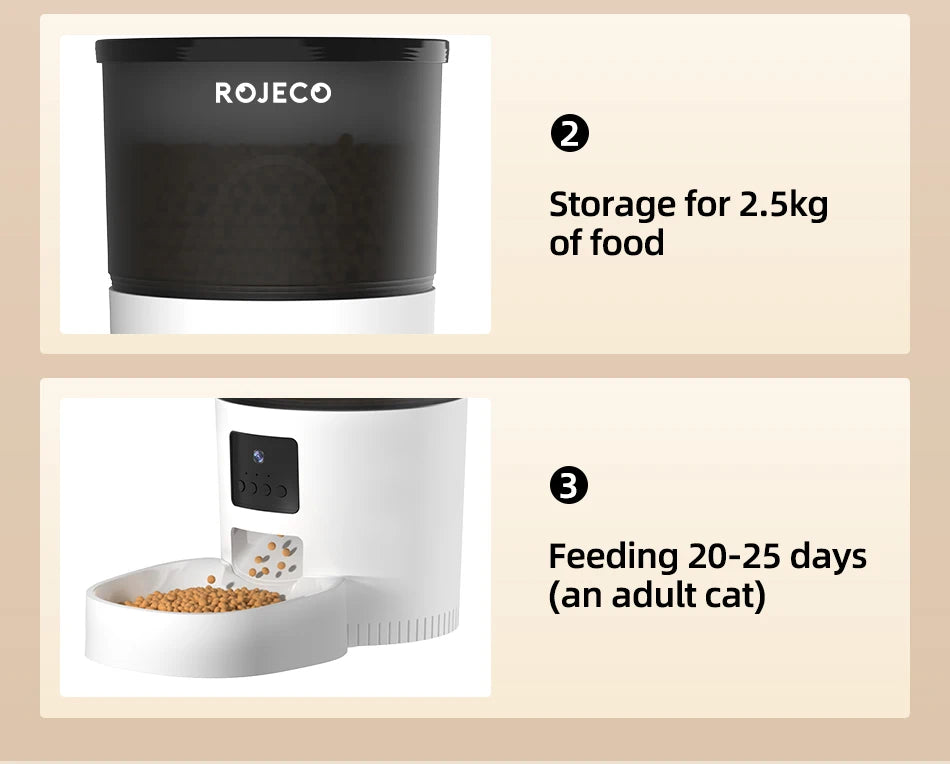 ROJECO 3L Automatic Pet Feeder With Remote Control - Smarsty