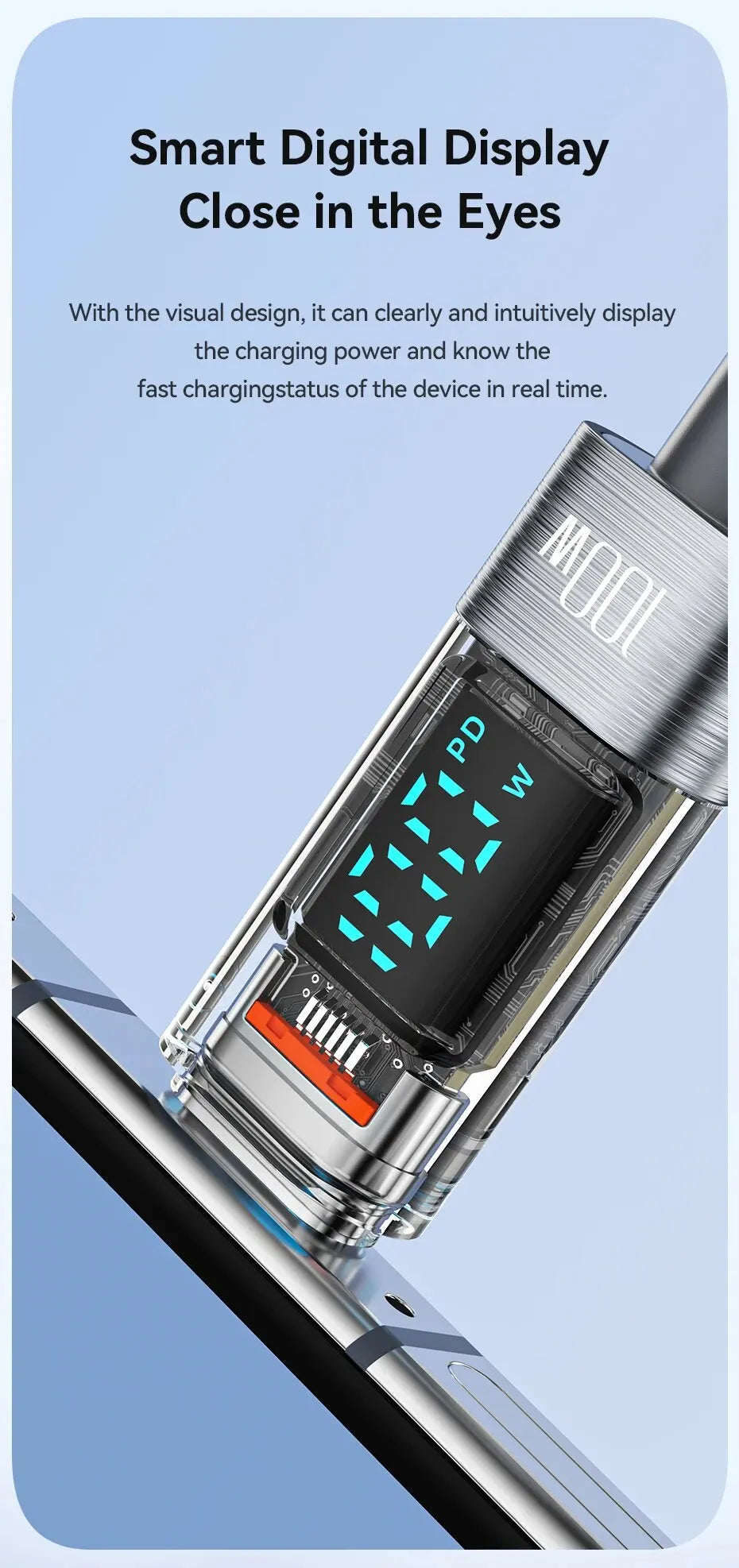 Toocki Type C to Type C Cable 100W PD Display Fast Charging Charger USB C to USB C Transparent Cable For Xiaomi Macbook