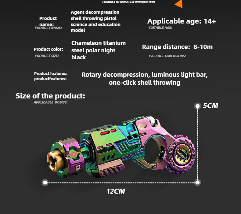 Shell-Ejecting Alloy Toy Pistol Set Stress Relief Fidget Sensory Toy Mini Finger Spinning Top EDC Desk Gadget Gift for Teen Boys - Smarsty