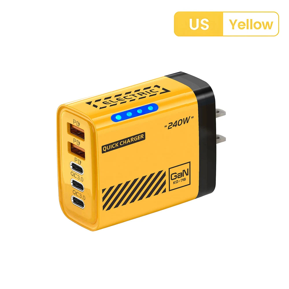 5 Ports Fast Charger Type C Quick Charge 3.0 USB C Wall Charger Adapter For iPhone 17 Pro Samsung Xiaomi mi PD USB Fast Charging - Smarsty