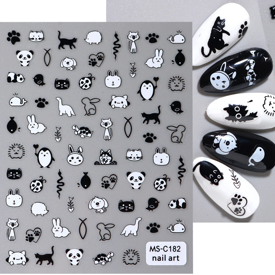 Cute Black Cat Nail Stickers for Fun Manicure Decor - Smarsty
