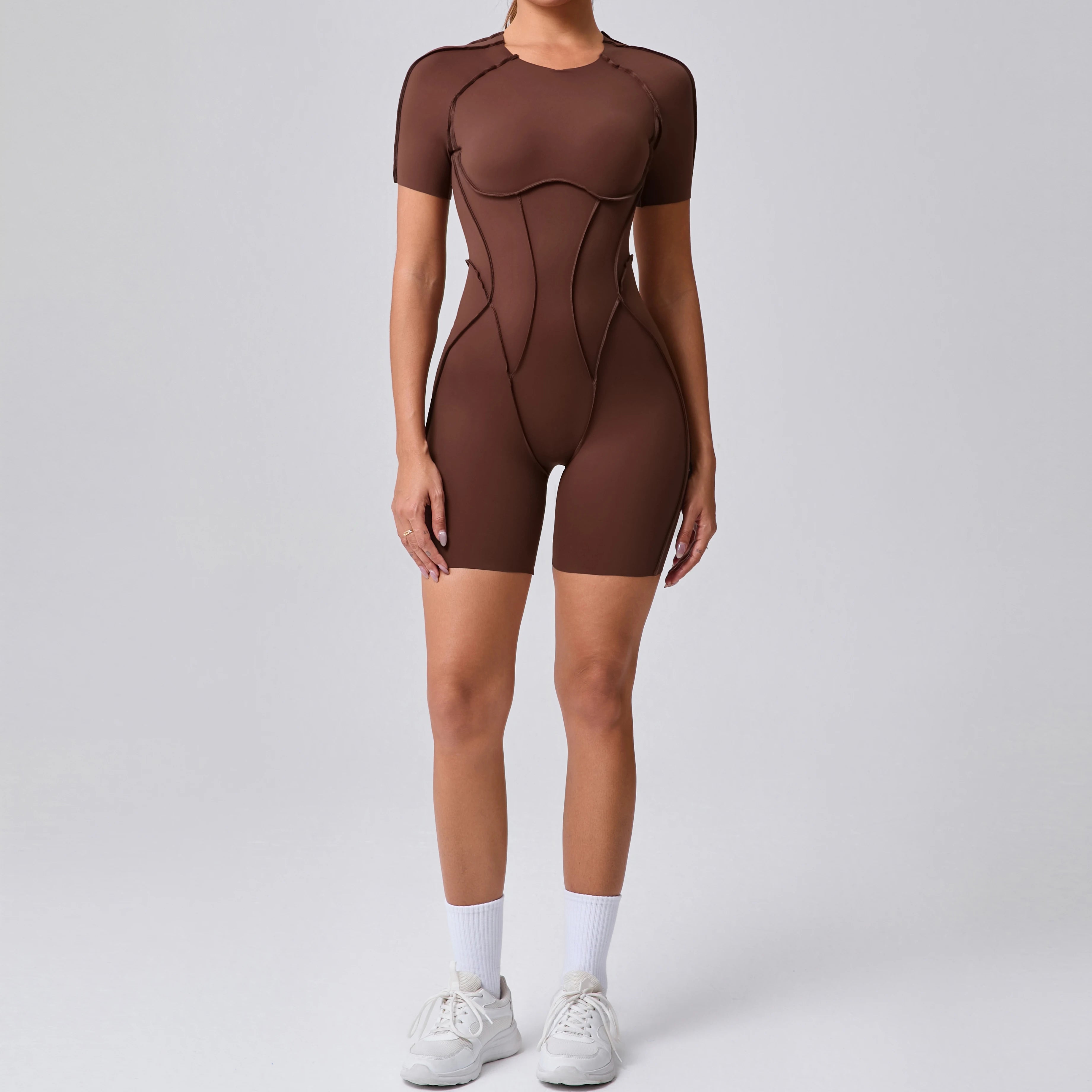 Short Jumpsuit Gym Clothes For Women Sportswear Fitness Overalls Backless Scrunch Booty Yoga Suit Sports Set Outfit - Smarsty
