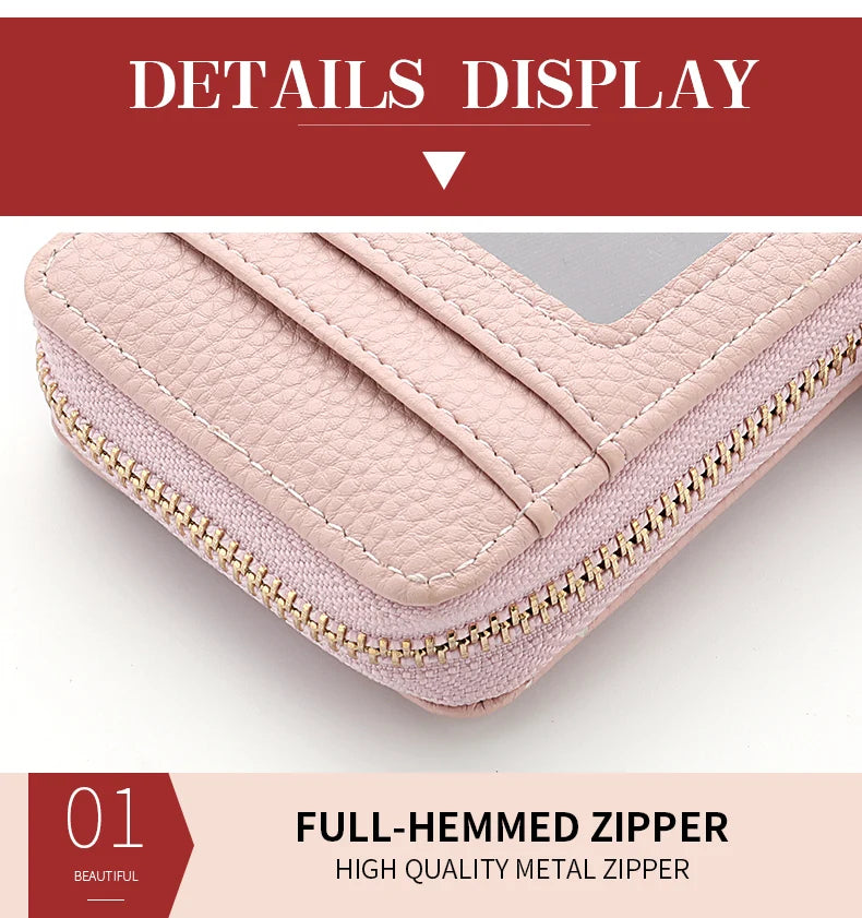 Fashion Pu Leather Zipper Short Mini Wallet Women Id Bank Card Holder Women Purse