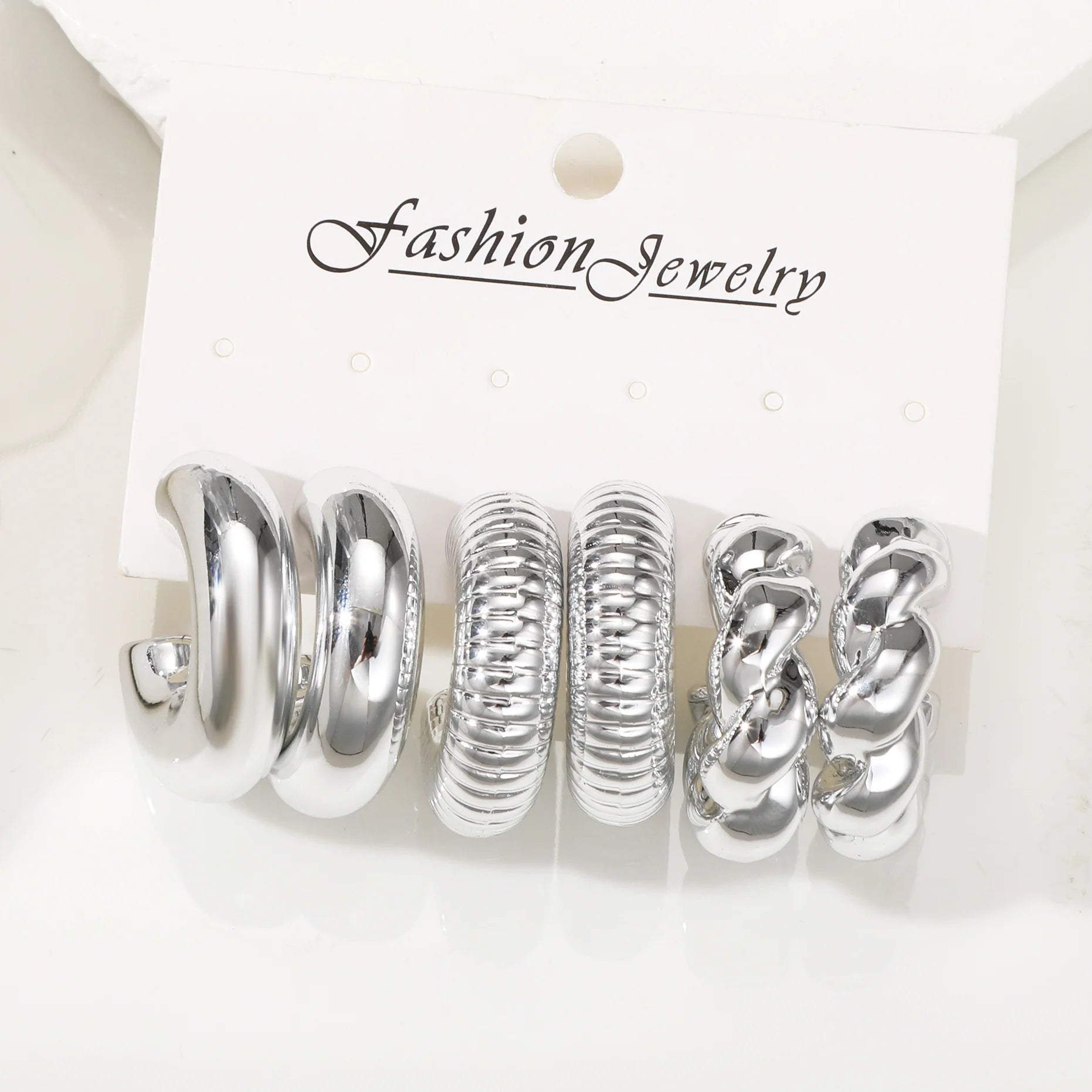 Chunky Gold Plated Hoop Earrings Set for Women - Smarsty