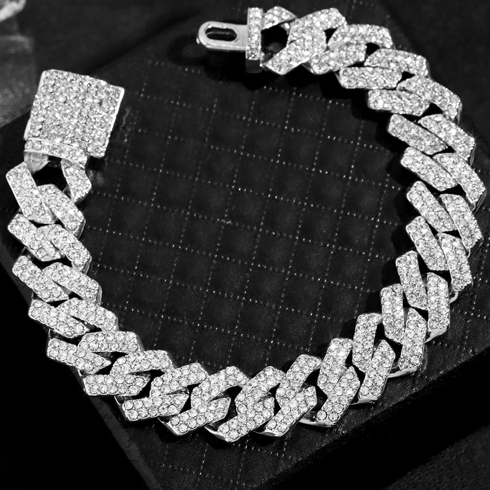 14MM Iced Prong Link Cuban Chain Bracelet for Men and Women - Smarsty
