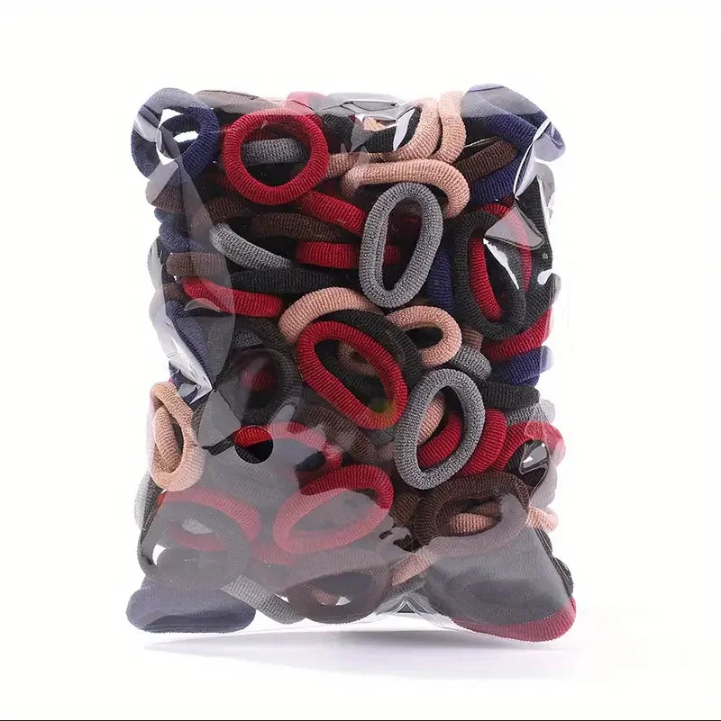 100 Pack Colorful Nylon Hair Ties For Kids Gentle Soft - Smarsty