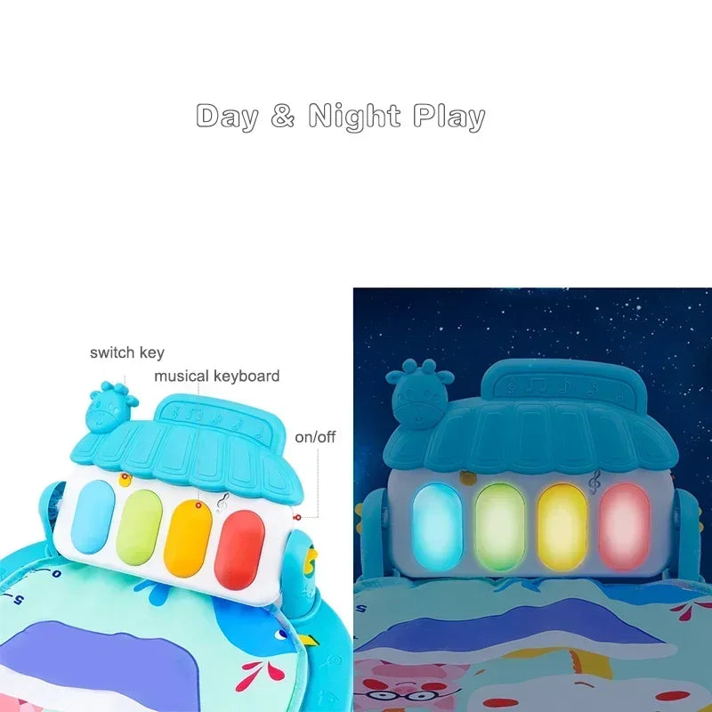 Baby Activity Gym Rack Early Education 0-36 Months Toy Gifts Musical Newborn Piano Keyboard Crawling Blanket Pedal Play Mat by Smarsty