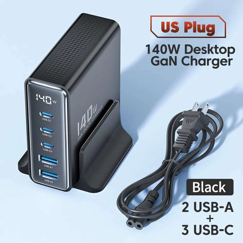 GaN USB Charger Desktop 100W 5in1 With LED Display Pro - Smarsty