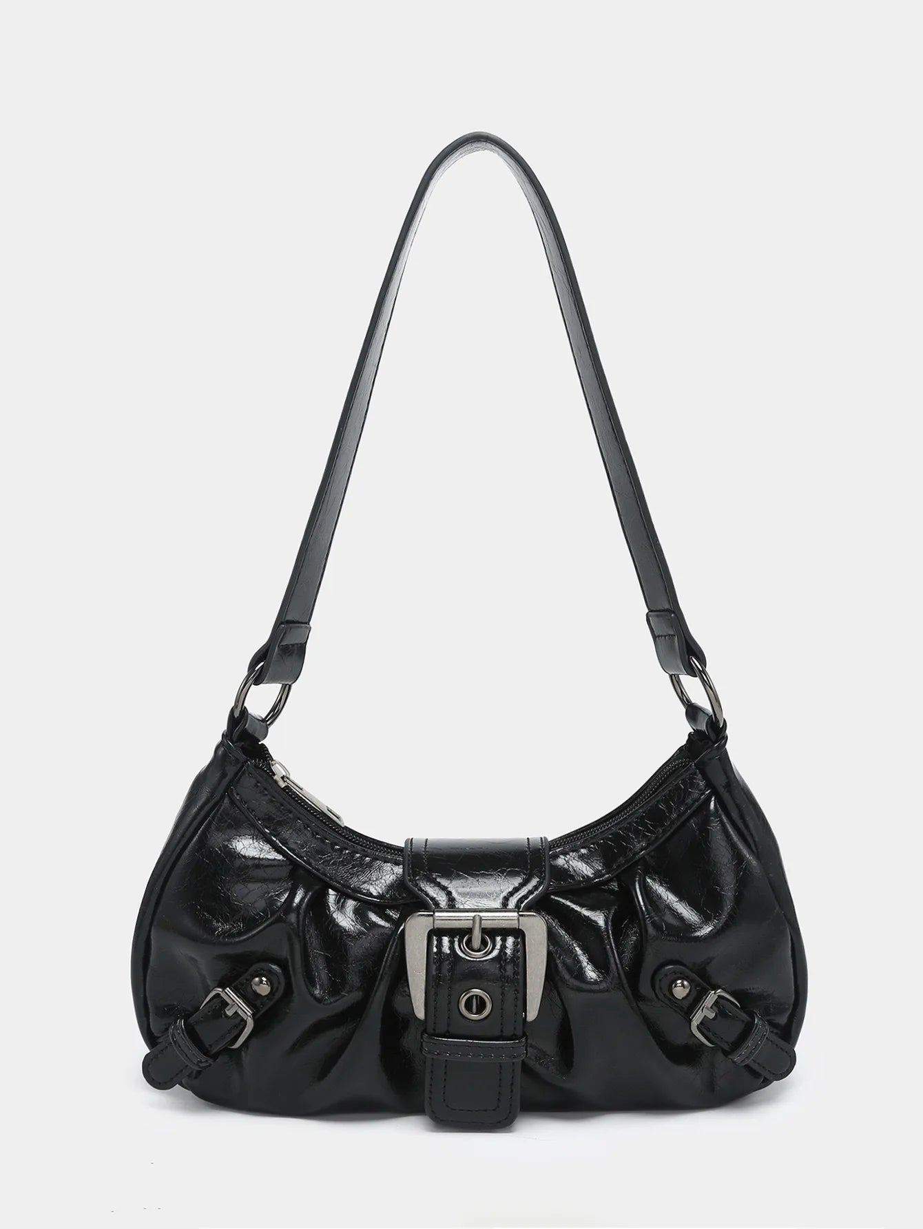 Vintage Leather Shoulder Mini Bag Y2K Wasteland Style - Smarsty