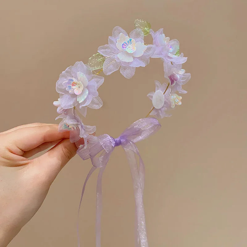 Girls Flower Ribbon Headband For Party Lightweight Soft - Smarsty