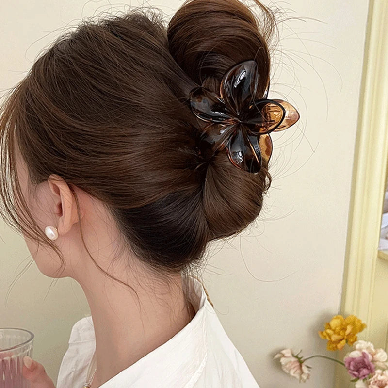 Womens Egg Flower Hair Claw Clips Large Secure Lightweight - Smarsty