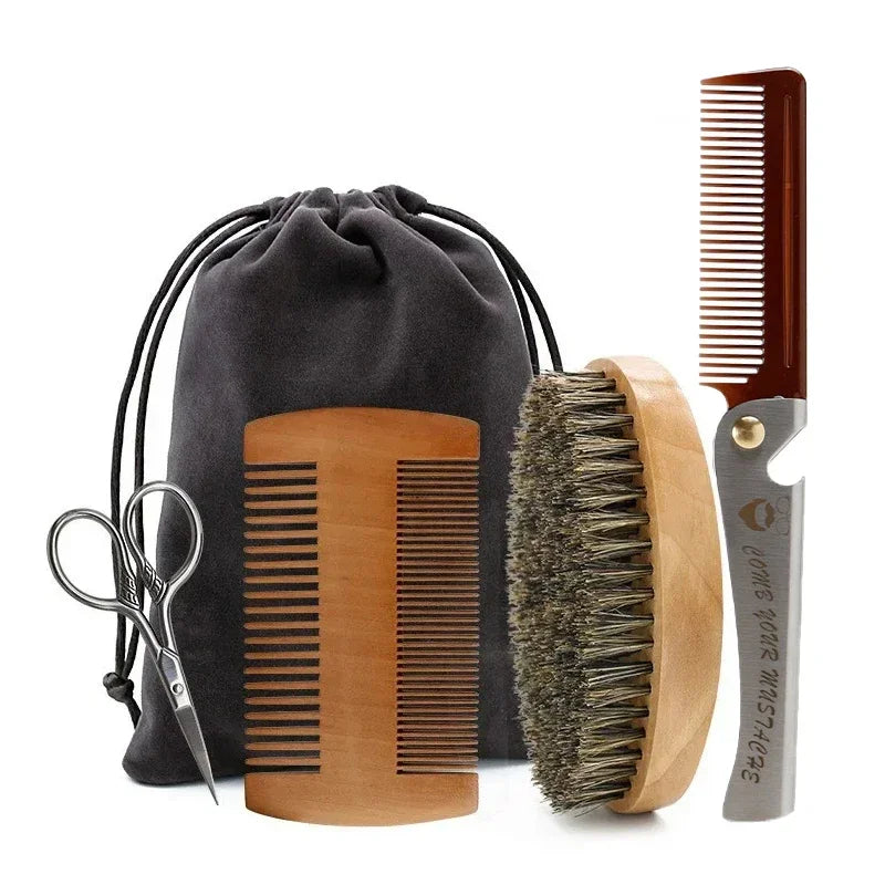 Men's Boar Bristle Shaving Brush Set for Precision Grooming - Smarsty