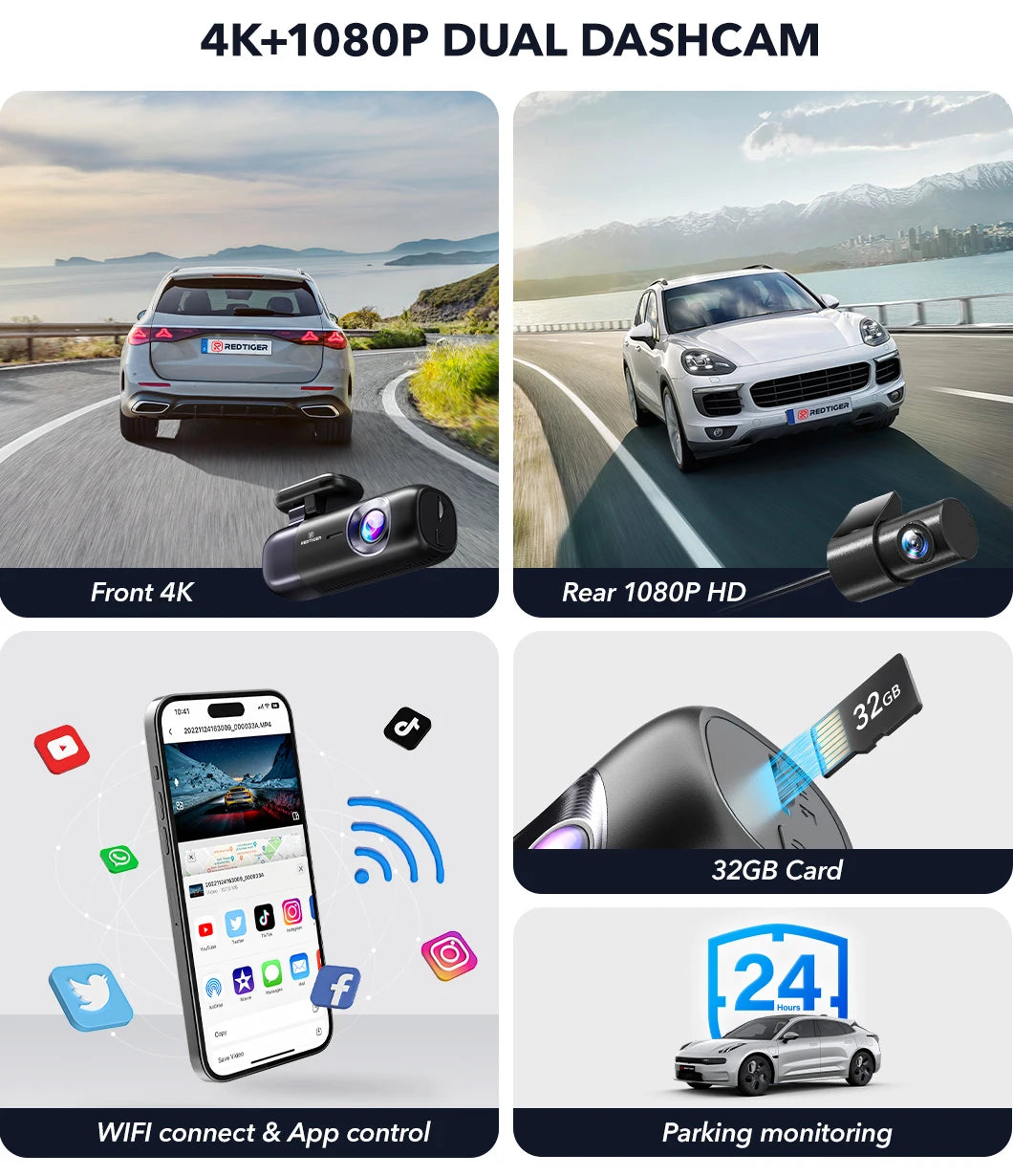 4K Dashboard Camera Front And Rear With Night Vision GPS - Smarsty