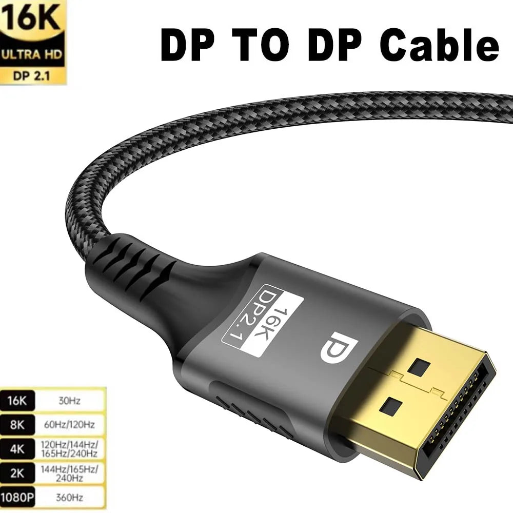 16K DisplayPort Cable 80Gbps High Speed for Gaming - Smarsty