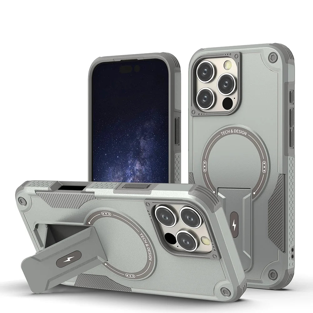 Armor Invisible Bracket for Magsafe Case For iPhone 17 16 15 13 14 12 Pro Max Plus 11 Magnetic PC Wireless Charge Holder Cover