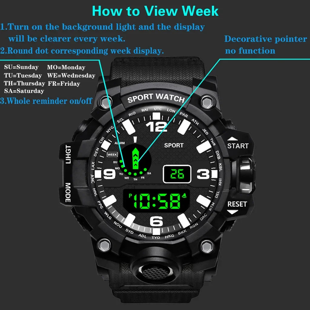 Men's LED Digital Sports Watch with Multifunction Features - Smarsty