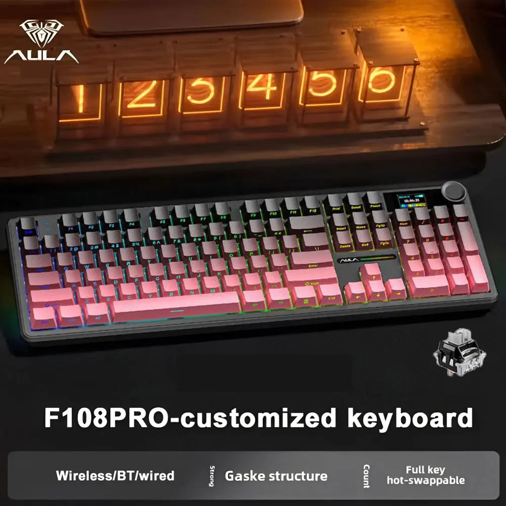 Tri Mode Wireless Gaming Keyboard With TFT Display