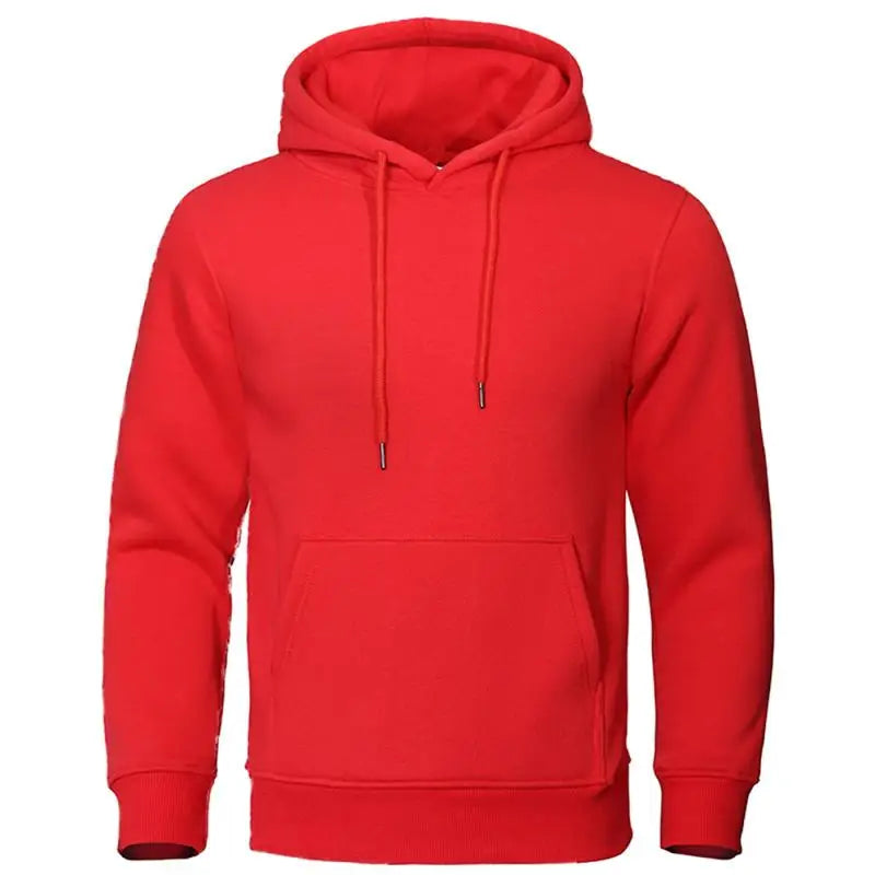 Autumn Winter Men Fleece Warm Mens Sweatshirt Casual Solid Color Streetwear Pullovers Sport School Fashion Hot Sale Hoodies - Smarsty