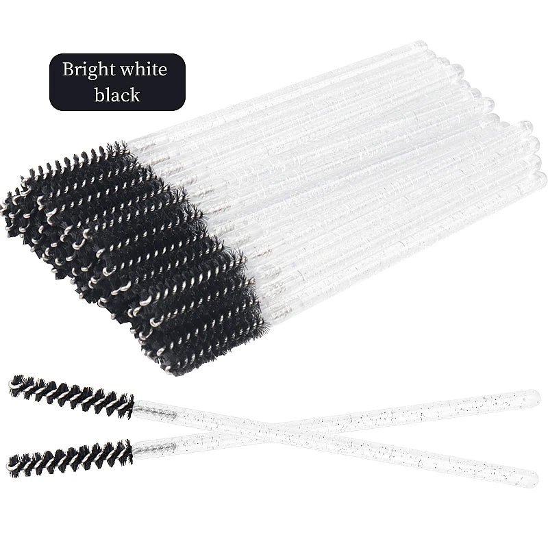50 Pcs Disposable Eyelash Brushes with Diamond Handles - Smarsty