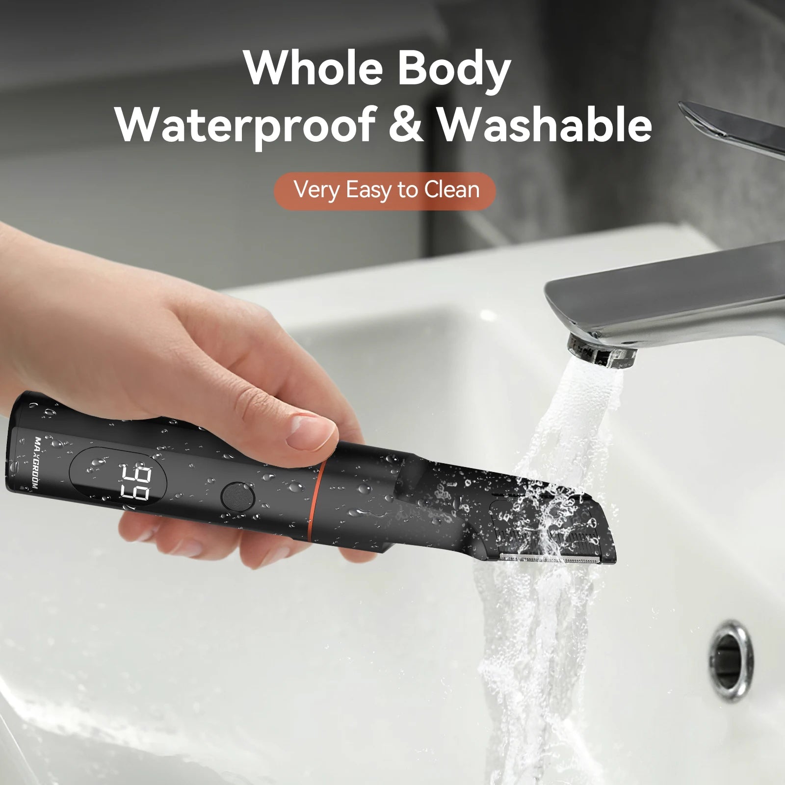 MAXGROOM 4 In 1 Body Hair Shaver Kits for Men Nose/Beard Hair Trimmer Electric IPX6 Waterproof Groin Pubic Hair Shaver for Man