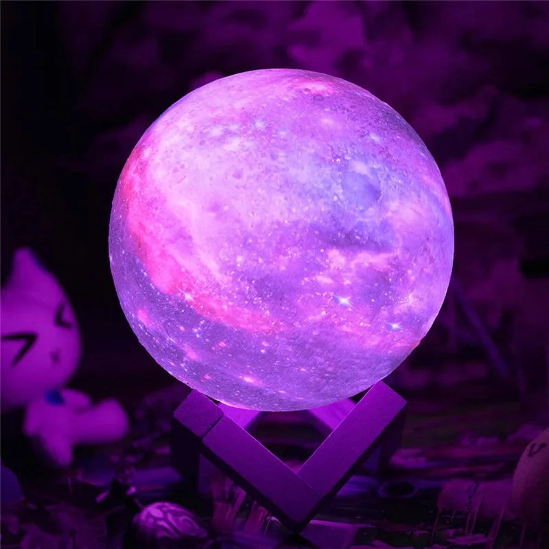 3D Printed Moon Lamp with Remote 16 Colors LED Night Light - Smarsty