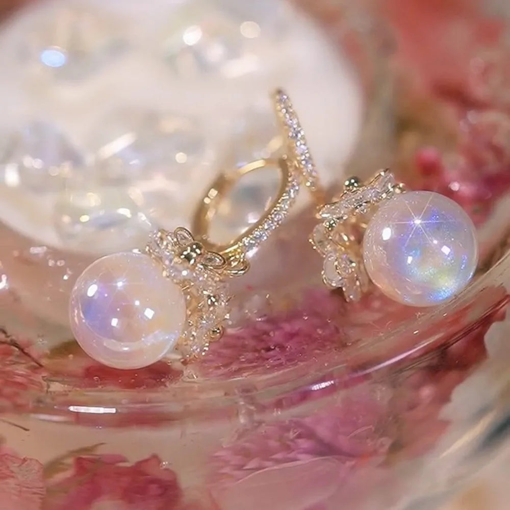 Pearl Long Earrings With Rhinestones For Wedding Fashion - Smarsty