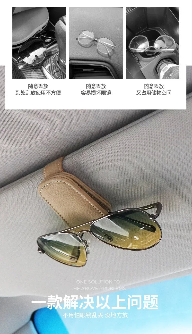 Magnetic Leather Sunglasses Holder For Car Sunshade Clips - Smarsty