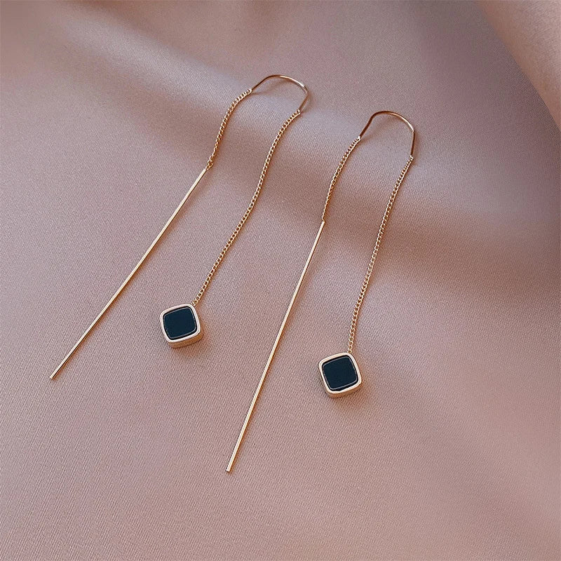Korean Pearl Tassel Drop Earrings for Women with Zircon Detail - Smarsty
