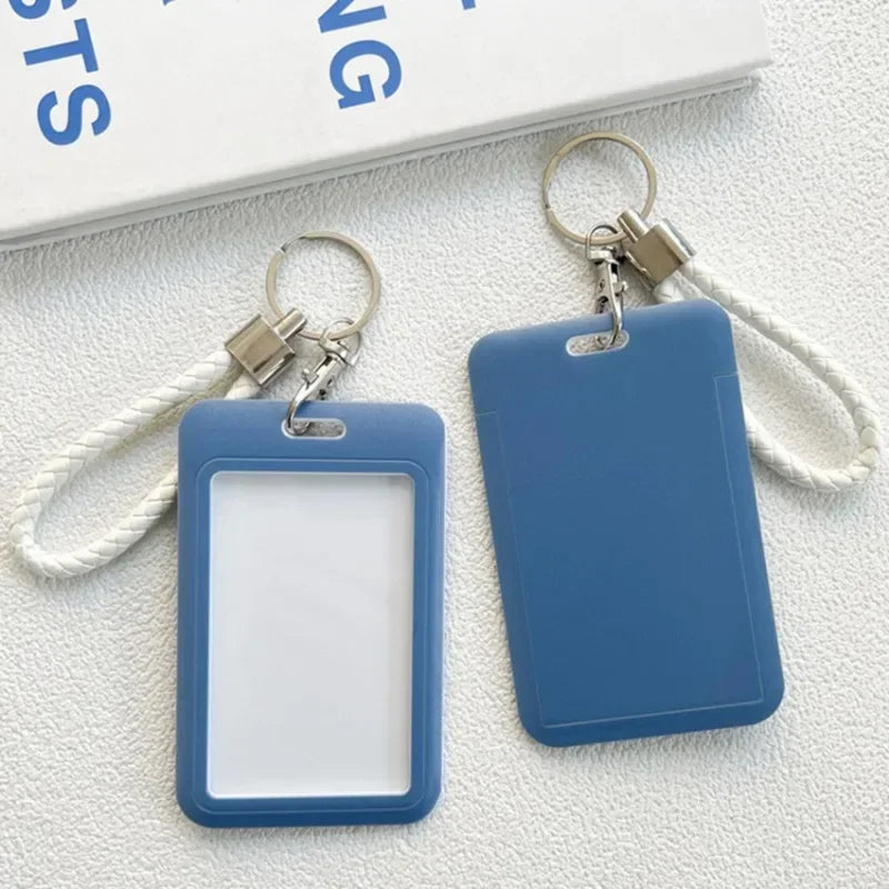 1Pc Macaron Bus ID Card Protective Cover Cases Student Meat Keyring Card Campus Access Door Credit Card Holder Bag Set Key Chain