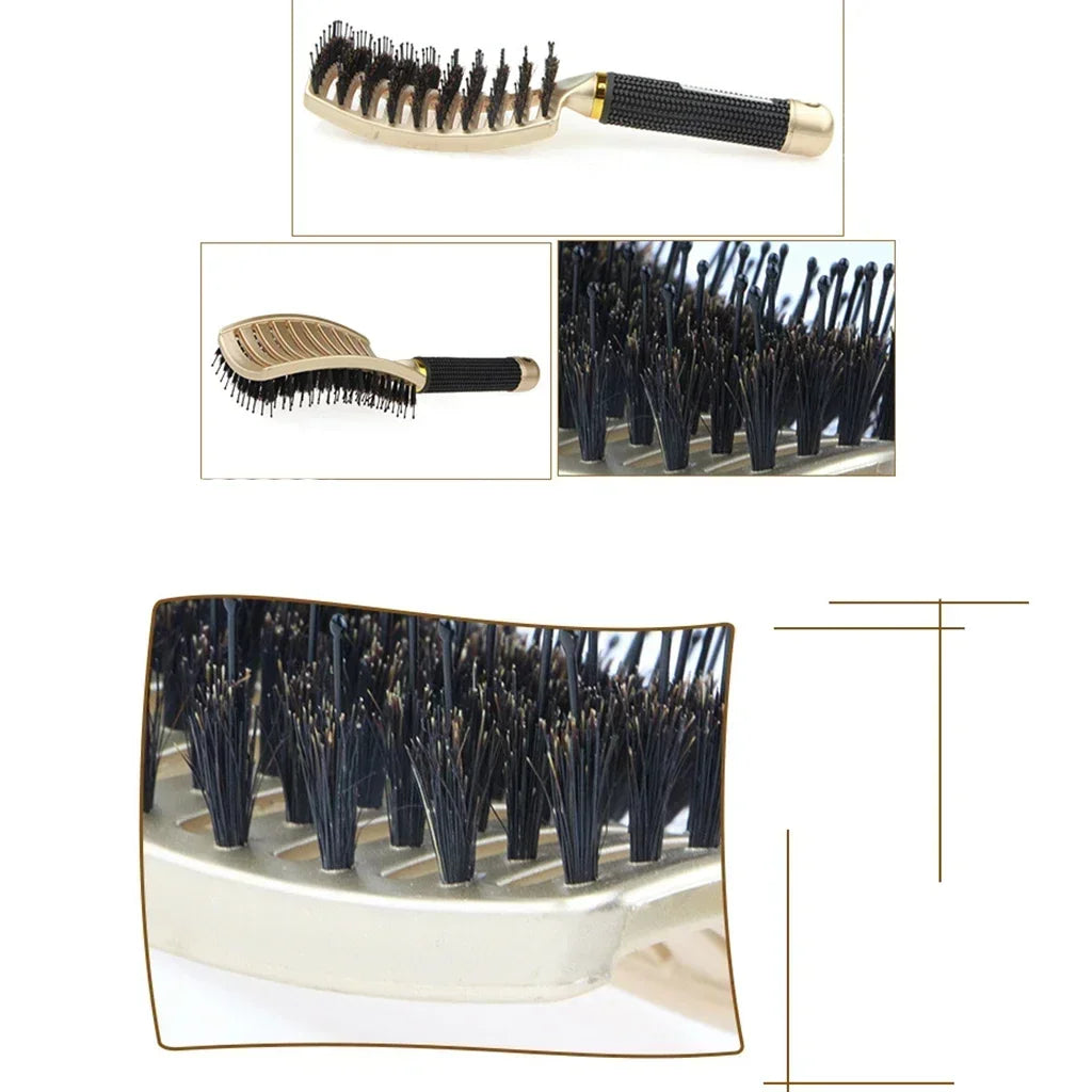 Boar Bristle Hair Brush for Scalp Massage and Detangling - Smarsty