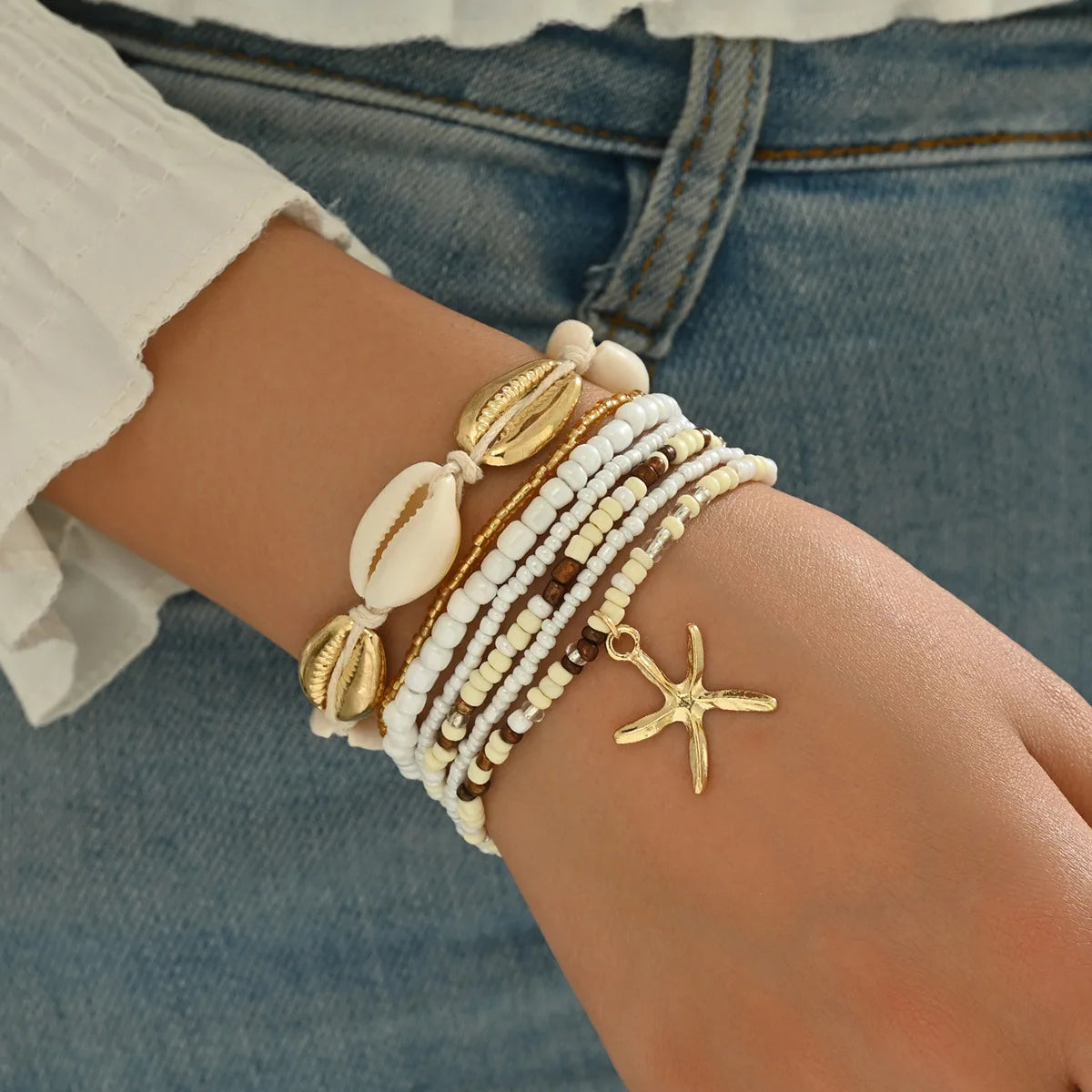 Summer Women's Bohemian Shell Bracelet Set with Starfish - Smarsty