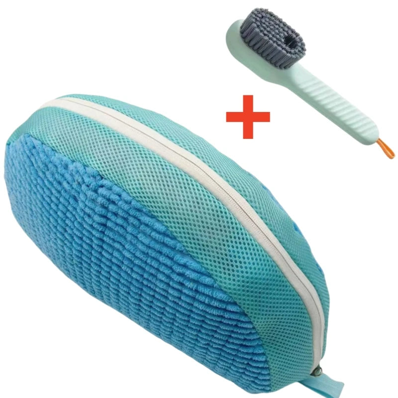 1/2/4PCS Shoe Washing Machine Bag with Liquid Shoe Brush Set Durable Laundry Shoe Bag and Soft Bristle Clean Brush for All Shoes