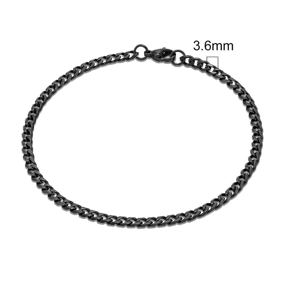 MKENDN 3-11mm Silver Stainless Steel Curb Link Bracelet - Smarsty
