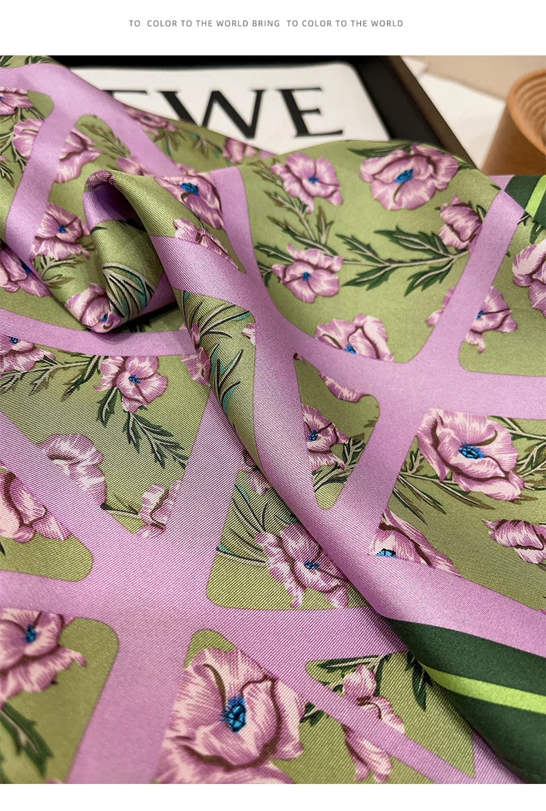 Luxury Silk Skinny Scarf with Cat Print for Women - Smarsty
