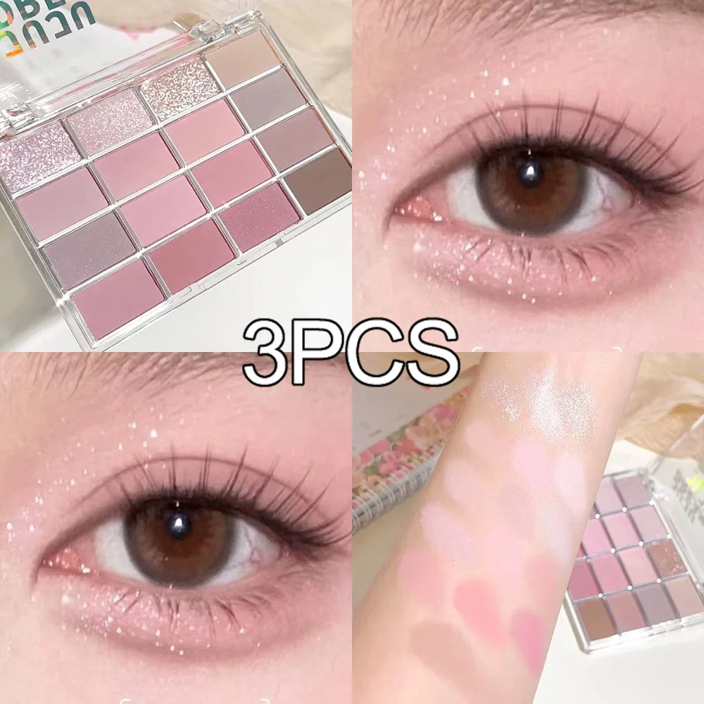 16-Color Pearlescent Matte Eyeshadow Palette for Daily Makeup - Smarsty