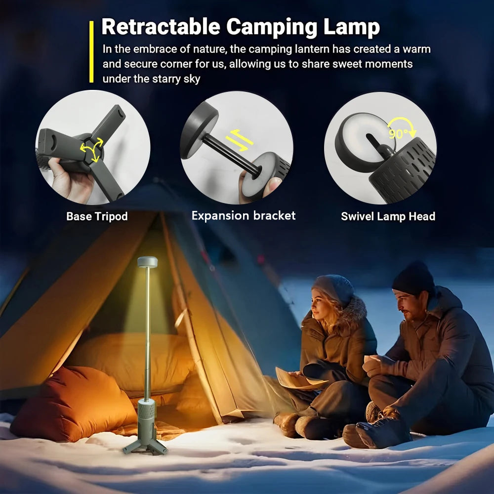 Upgraded Camping LED Telescopic Flashlight with Tripod Rechargeable Emergency Lamp Outdoor Portable orch Light Table Lamp Tent by Smarsty