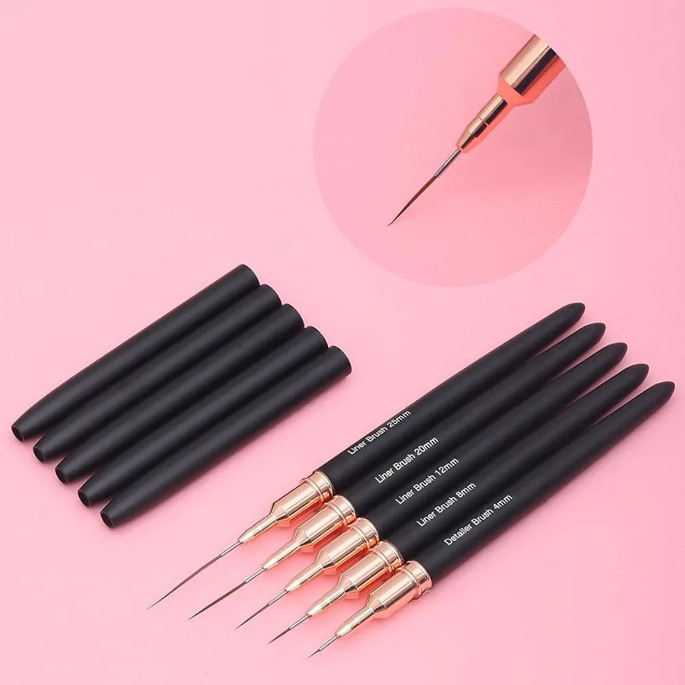 Black Nail Art Liner Brushes for Precision Design - Smarsty