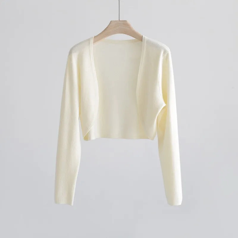 Sun Protection Knit Cardigan Women's Thin Coat Ice Silk Outerwear Cover-up Shawl Air Conditioning Shirt Summer - Smarsty