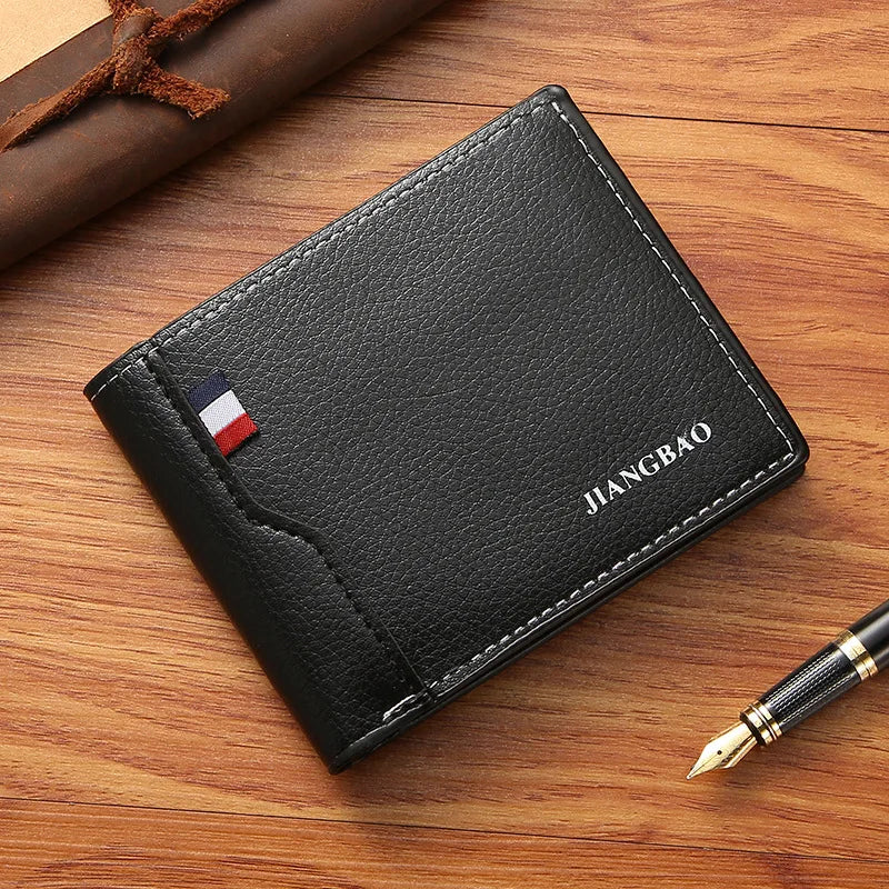Men Short Bifold Faux Leather Masculina Billetera Credit ID Card Holder Wallet Billfold Purse Clutch Solid Hombre Business Slim - Smarsty