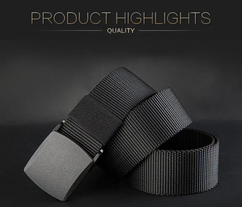 Military Tactical Nylon Belt with Automatic Buckle Durable Outdoor Canvas Belt for Men - Smarsty