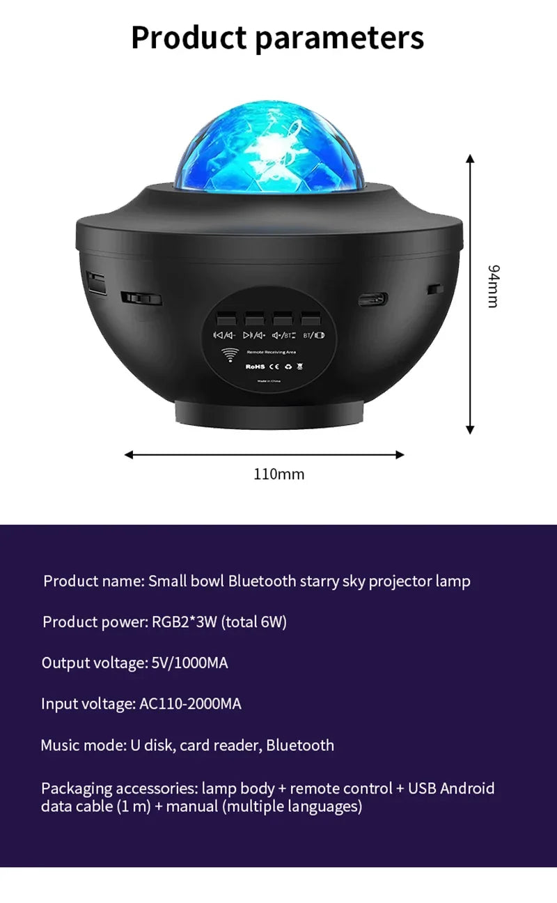 LED Starry Galaxy Projector with Bluetooth Music Player - Smarsty