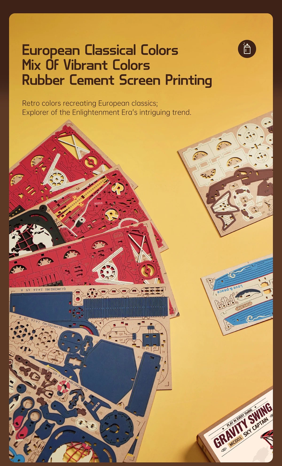 Robotime Rokr Gravity Swing Model Building Kit 3D Wooden Puzzle kit Sky Captain kit Ocean Fisher kit Best Gifts for Adults Teens