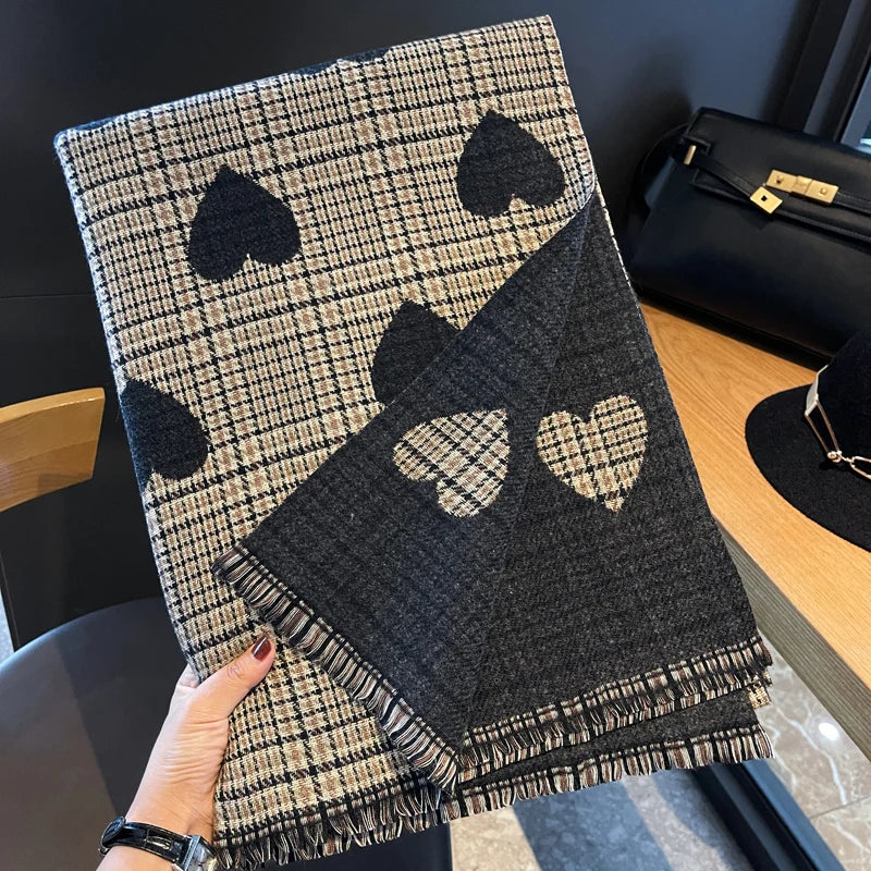 Double Side Cashmere Scarf Warm Thickened Winter Wrap - Smarsty