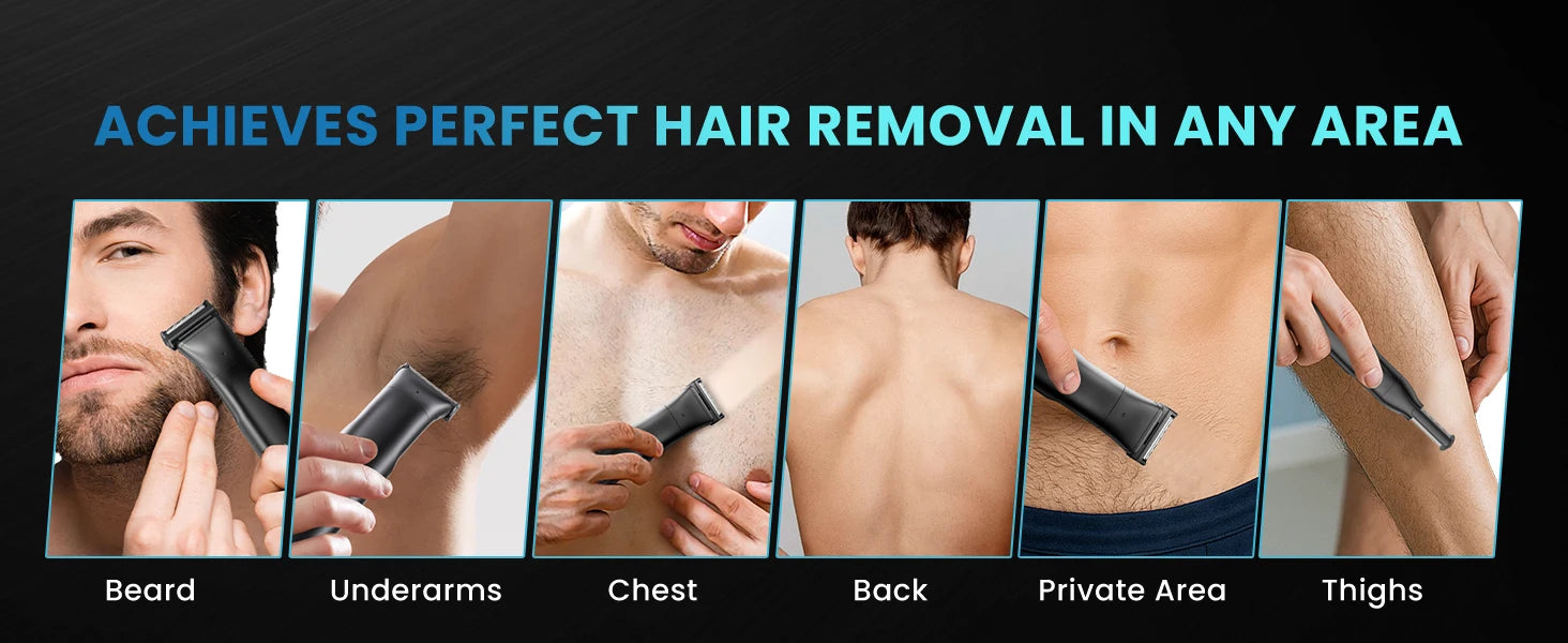 MAXGROOM 3 in 1 Men Bidirectional Body Hair Trimmer Electric Shaver IPX6 Waterproof Double-edged Razor Whole Body Hair Trimmer