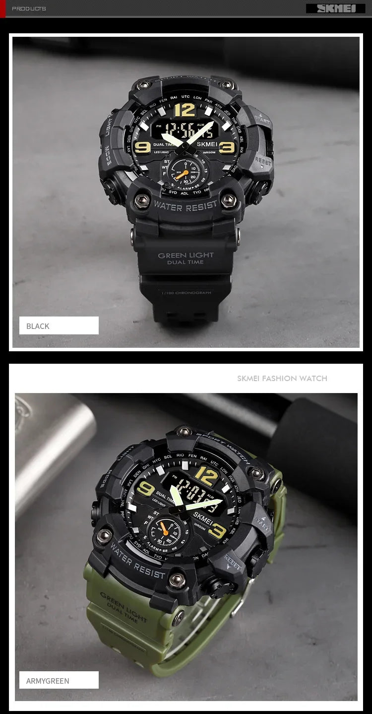 Skmei 1637 Waterproof Sport Wristwatch with Dual Movement - Smarsty