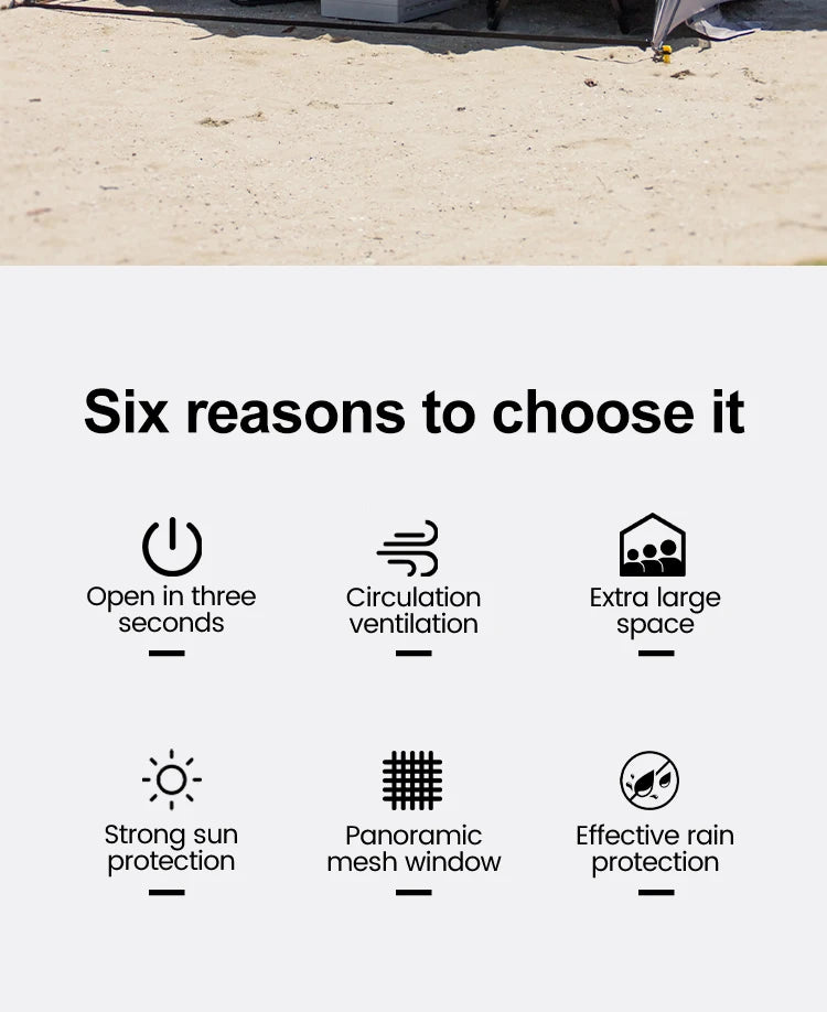 Sonuto Outdoor 3-4P One-Touch Camping Tent Quick Automatic Opening Beach Fishing Tent Family Travel Picnic Park Anti-UV Shade by Smarsty