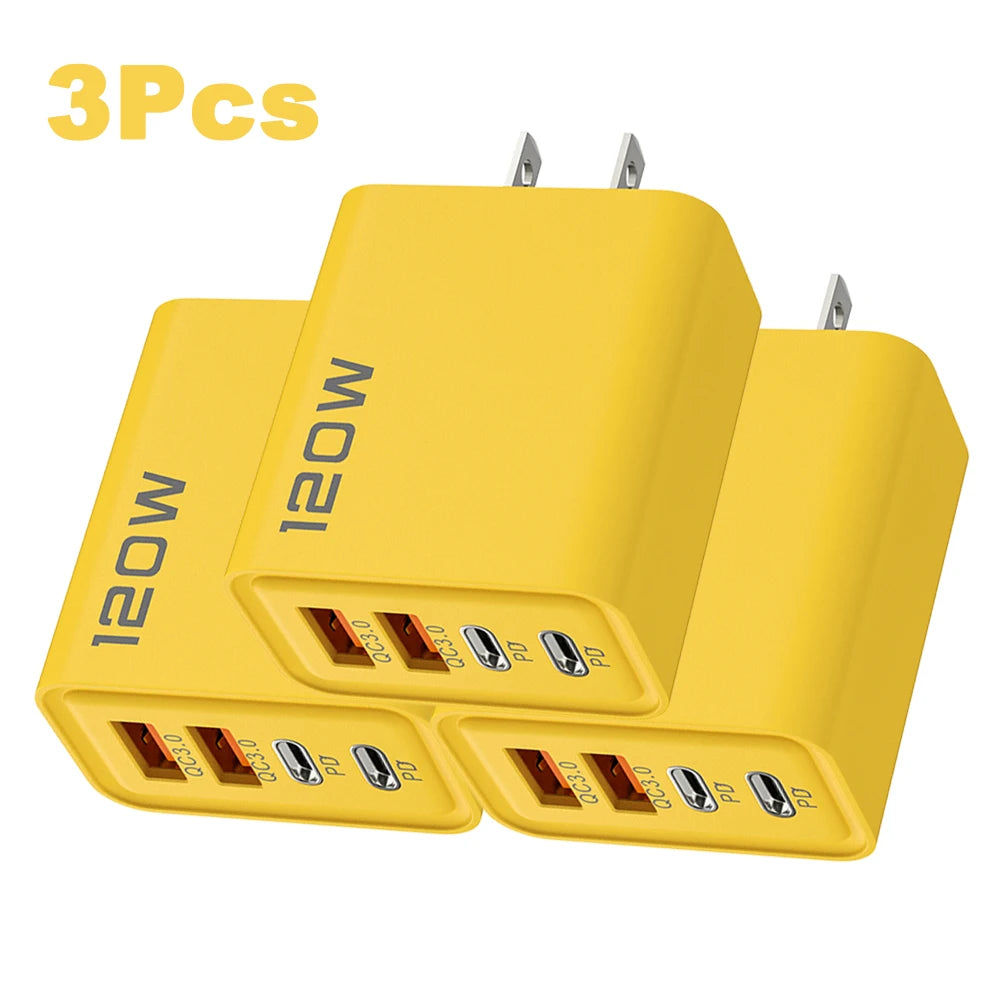 4 Ports USB C PD Charger Quick Charge 3.0 Type C USB Phone Chargers Fast Charging Adapter For iPhone 15 14 Samsung Xiaomi Huawei - Smarsty
