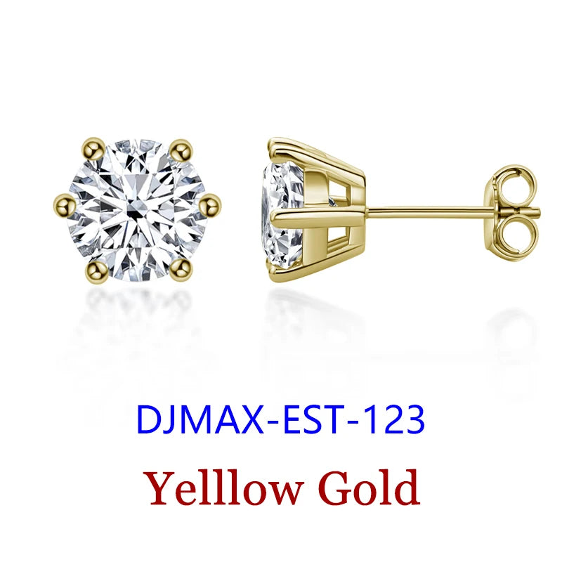 Moissanite Studs 0.5 To 2Ct Sterling Silver Screw Back - Smarsty