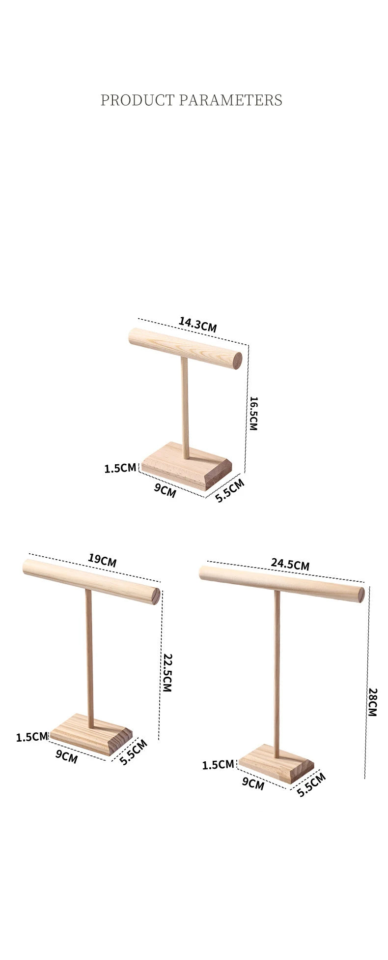 Solid Wood Jewelry Display Stand With Wooden Base - Smarsty
