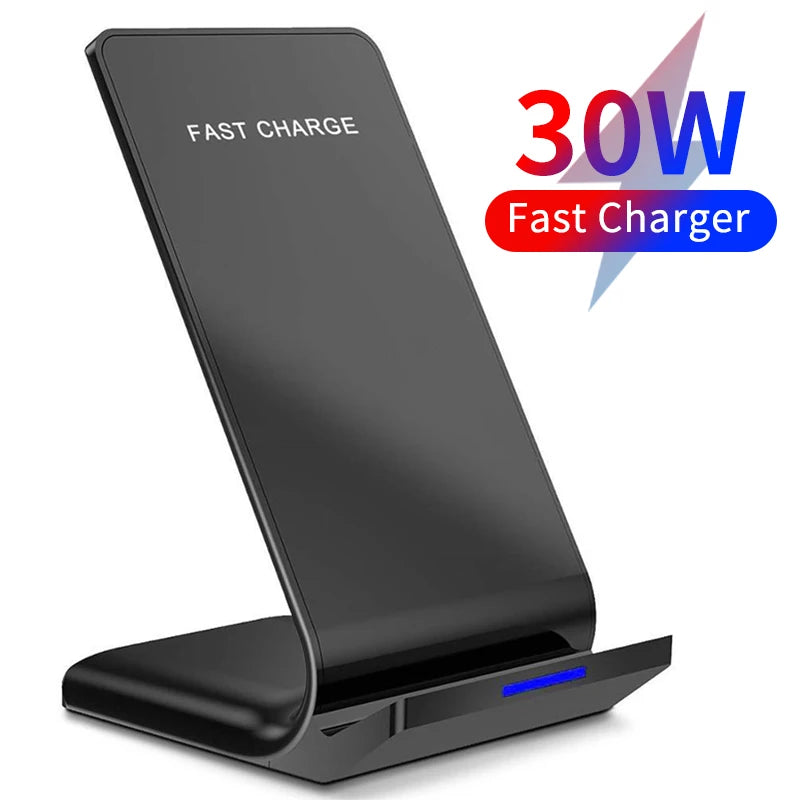 30W Qi Wireless Charger Stand Fast Charging Dock For Phones - Smarsty